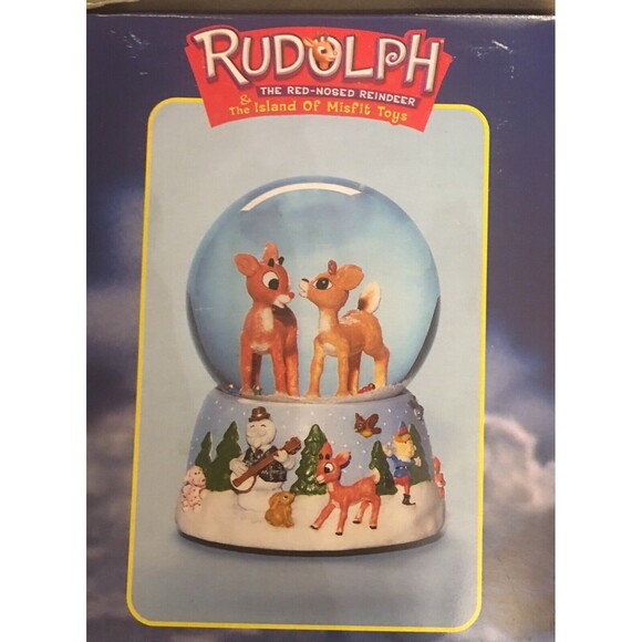 Rudolph and Clarice Island of Misfit Toys Enesco Musical Snowglobe RARE Works - Picture 2 of 6